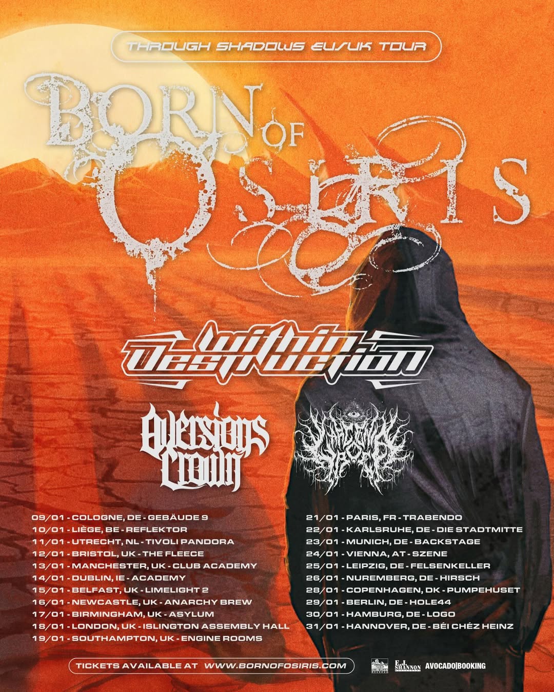Born Of Osiris Through Shadows Tour Poster 2025-2026